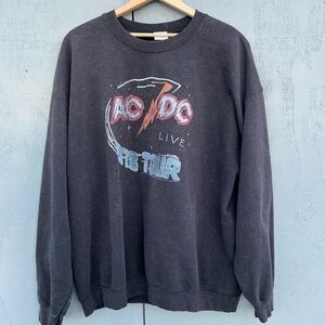 AC/DC Vintage Live Tour Gray Crewneck Pull Over Unisex Sweater Size Large